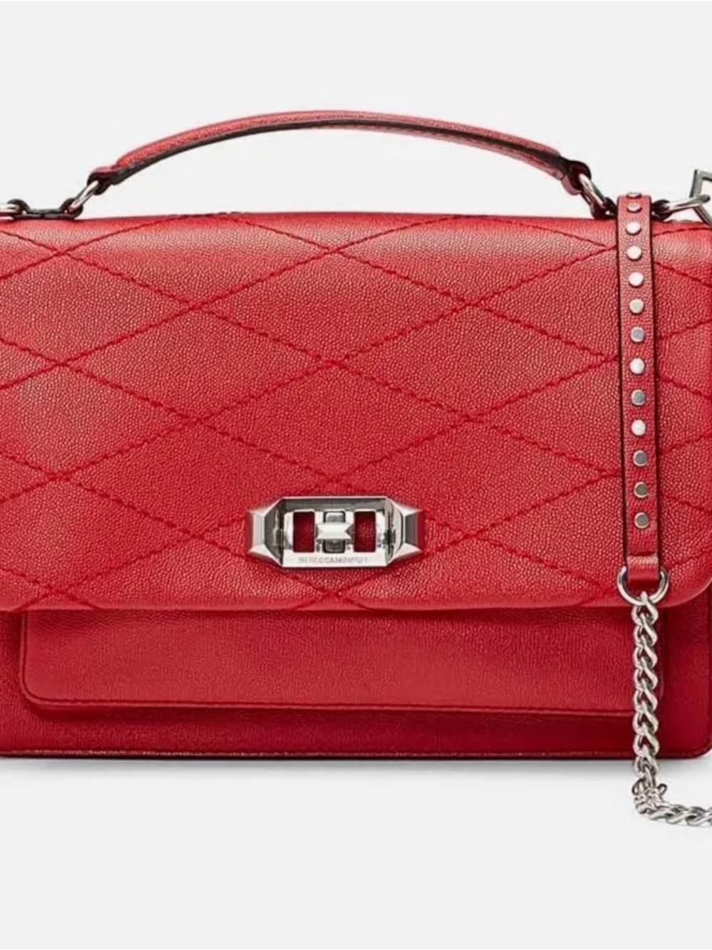 Rebecca Minkoff Red Quilted Pebbled Leather Je T’aime Handbag